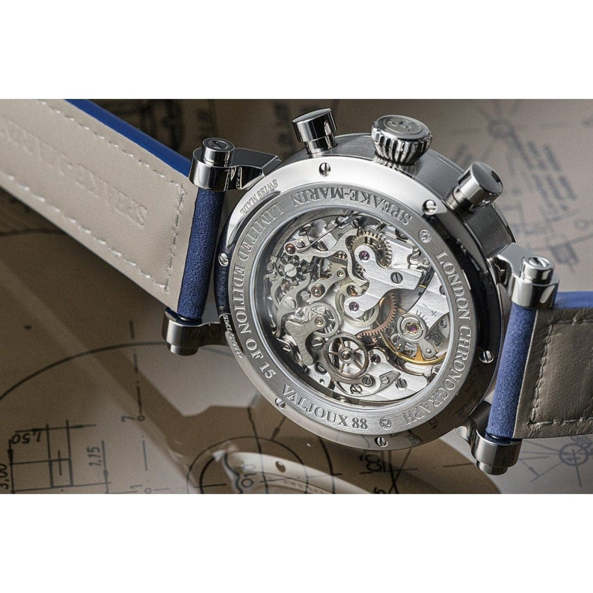 Speake Marin Watches - LONDON CHRONOGRAPH TRIPLE DATE - BLUE DIAL | Manfredi Jewels