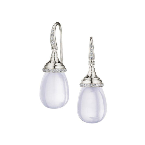 Syna Jewelry - 18KT White Gold South Sea Pearl Drop Earrings with Champagne Diamonds | Manfredi Jewels