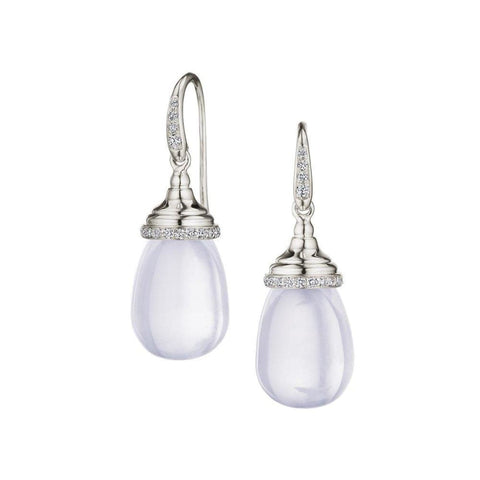 18KT White Gold South Sea Pearl Drop Earrings with Champagne Diamonds
