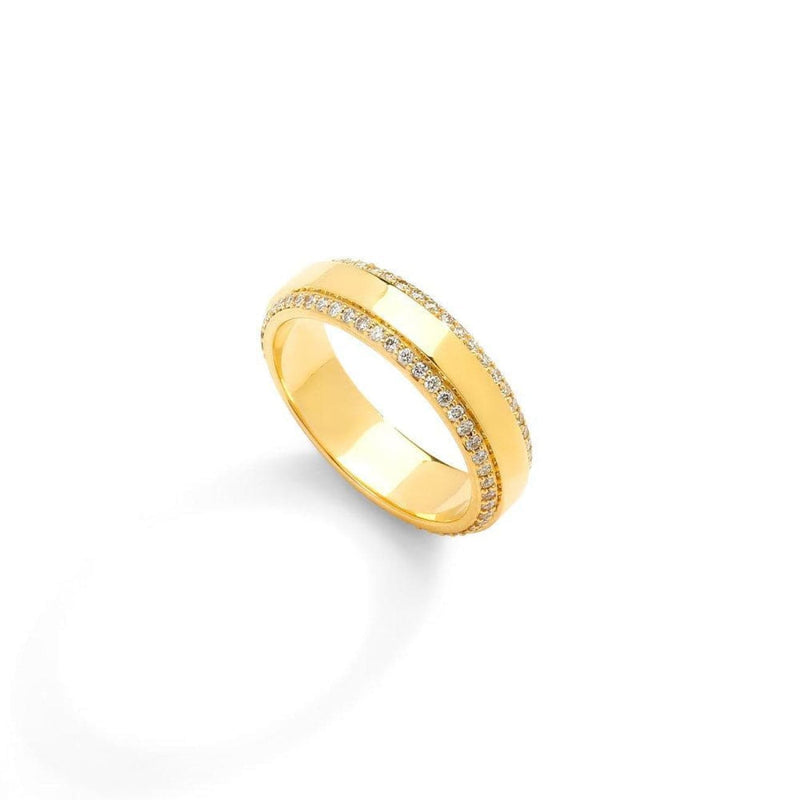 Syna Jewelry - 18KT Yellow Gold Band Ring Accented with Two Rows of Champagne Diamonds | Manfredi Jewels