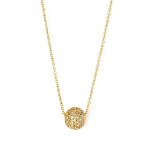 Syna Jewelry - 18KT Yellow Gold Champagne Diamond Ball Pendant Necklace | Manfredi Jewels
