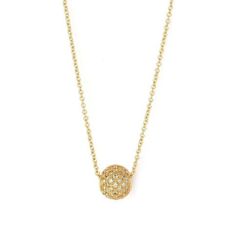 18KT Yellow Gold Champagne Diamond Ball Pendant Necklace