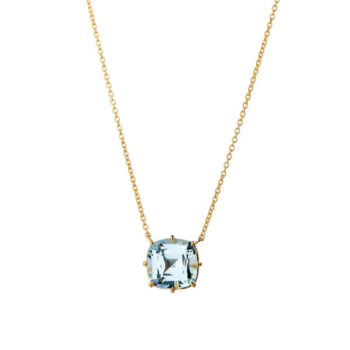 Syna Jewelry - 18KT YELLOW GOLD MOGUL BLUE TOPAZ NECKLACE | Manfredi Jewels