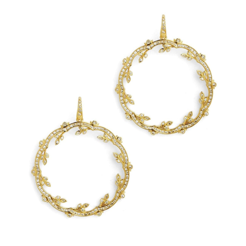 Syna Jewelry - 18KT Yellow Gold Mogul Collection Circle Twine Earrings with Champagne Diamonds | Manfredi Jewels