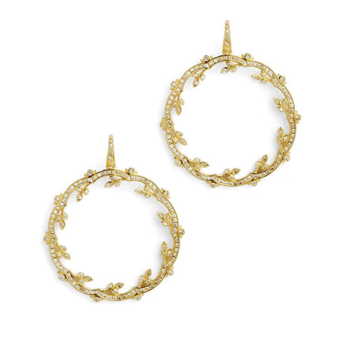 18KT Yellow Gold Mogul Collection Circle Twine Earrings with Champagne Diamonds