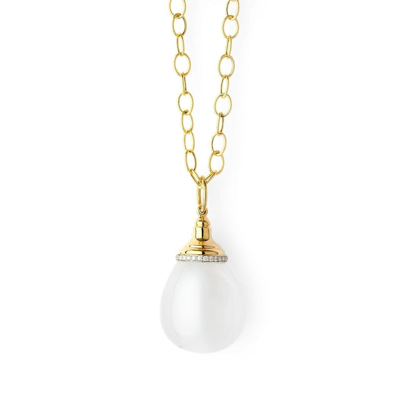 Syna Jewelry - 35 Carat Moon Quartz and Diamond 18k Mogul Drop Pendant | Manfredi Jewels