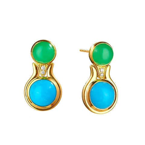 Candy Chrysoprase and Turquoise Earrings