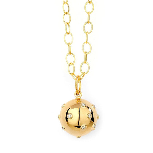 Syna Jewelry - Gold Disco Ball Pendant with Champagne Diamonds | Manfredi Jewels