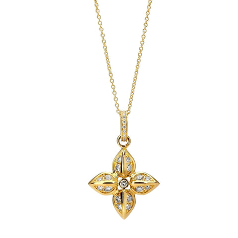Love Flower Diamond Necklace 18k Yellow Gold