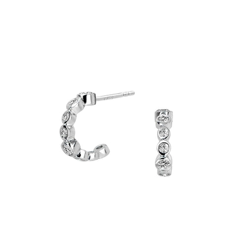 Syna Jewelry - Mini Hoop Champagne Diamond Earrings 18k | Manfredi Jewels
