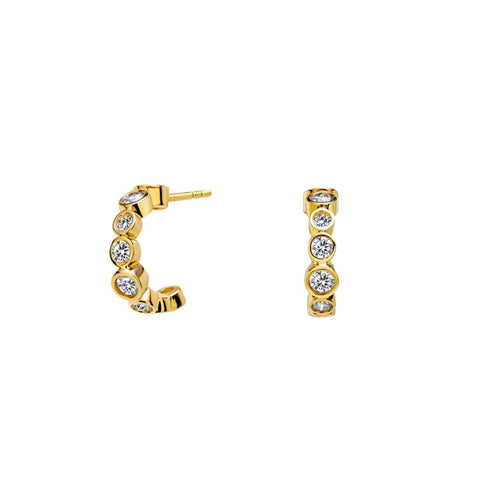 Mini Hoop Champagne Diamond Earrings 18KT Yellow Gold