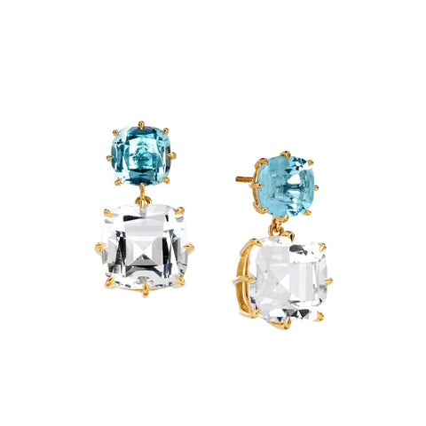 Mogul Cushion Double Drop Earrings