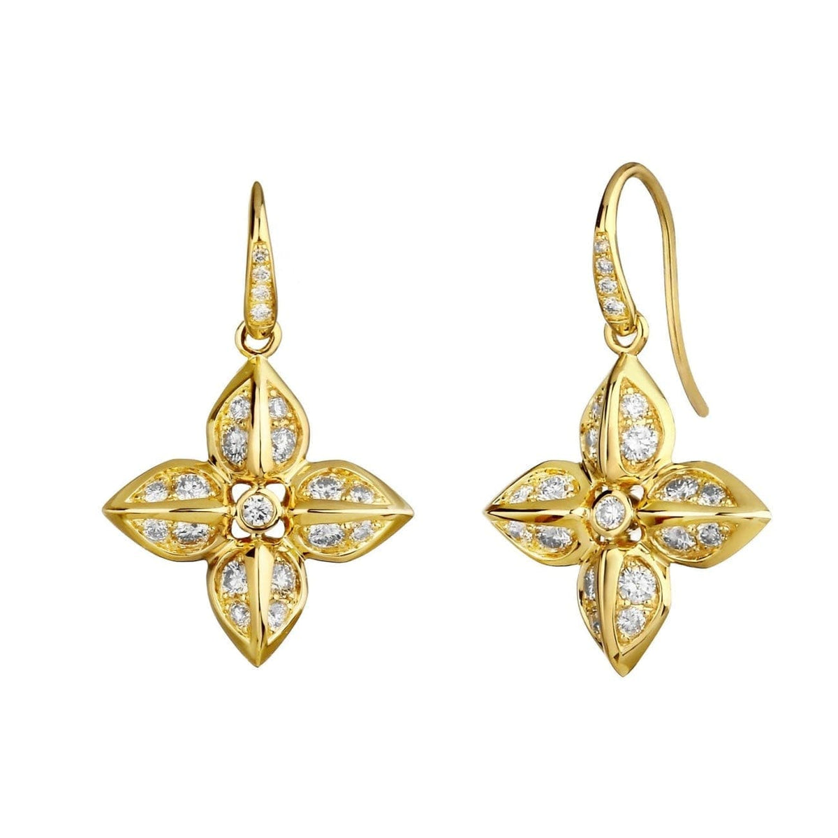 Syna Jewelry - Syna Mogul Flower Champagne Diamond Earrings 18k | Manfredi Jewels