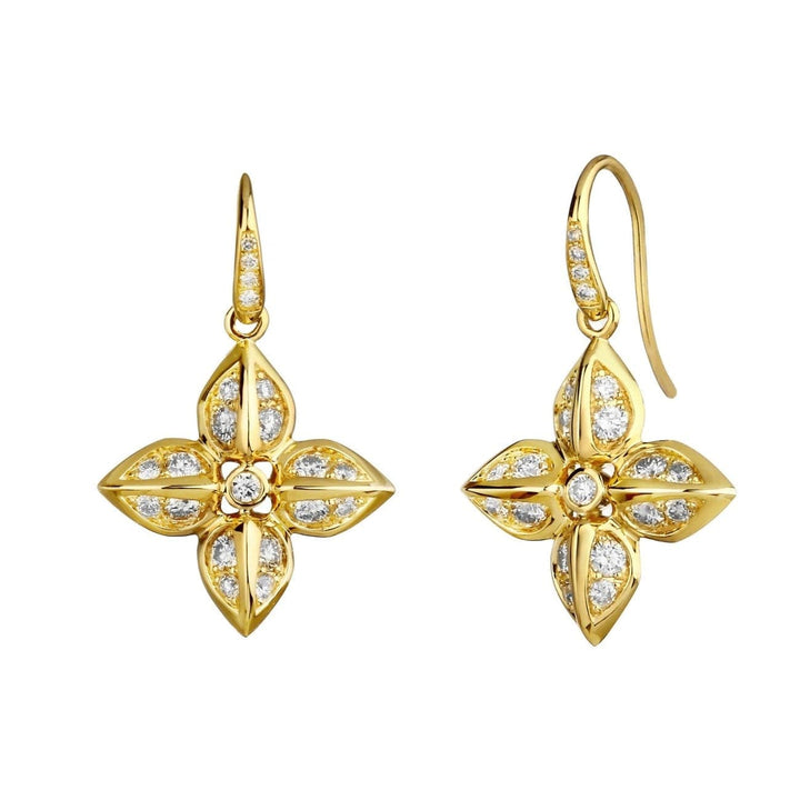 Syna Jewelry - Syna Mogul Flower Champagne Diamond Earrings 18k | Manfredi Jewels