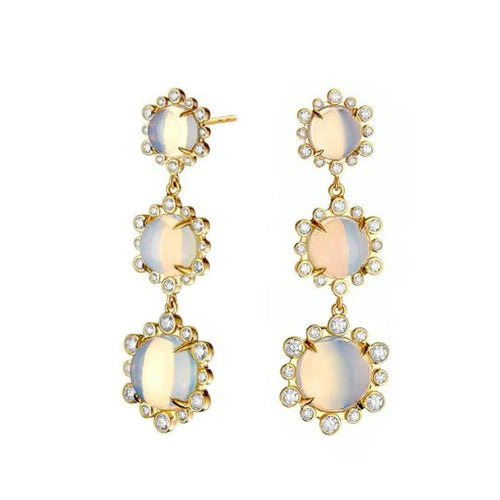 Syna Jewelry - Mogul Hex Moon Quartz Double Drop Earrings | Manfredi Jewels