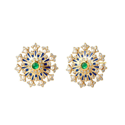 Syna Jewelry - Mogul Multi Gem Enamel Earrings | Manfredi Jewels