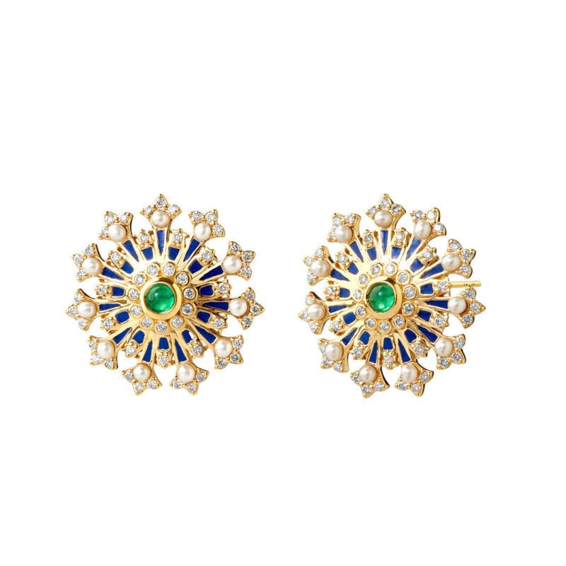 Syna Jewelry - Mogul Multi Gem Enamel Earrings | Manfredi Jewels
