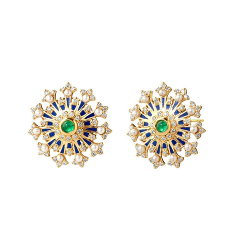 Mogul Multi Gem Enamel Earrings