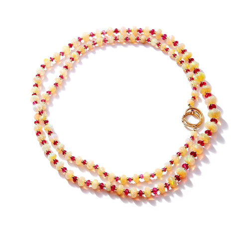 Mogul Opal & Pink Spinel Bead Necklace