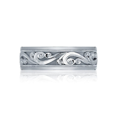 MENS SCULPTED CRESCENT WEDDING BAND