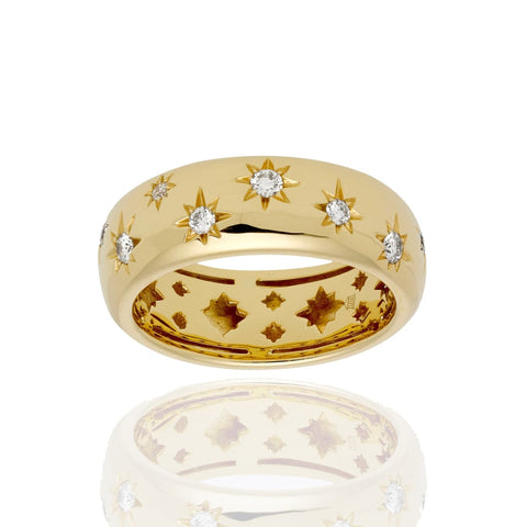 18K Cosmos Band Ring with diamond