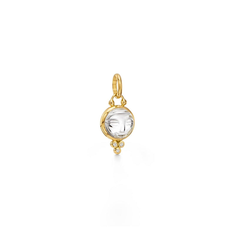 Temple St Clair Jewelry - 18K Moonface Pendant with carved rock crystal and diamond granulation | Manfredi Jewels