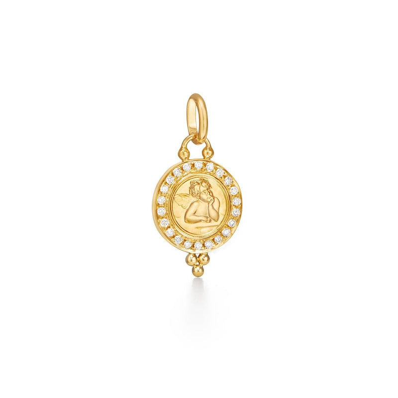 Temple St Clair Jewelry - 18K Pave Angel Pendant with diamond | Manfredi Jewels