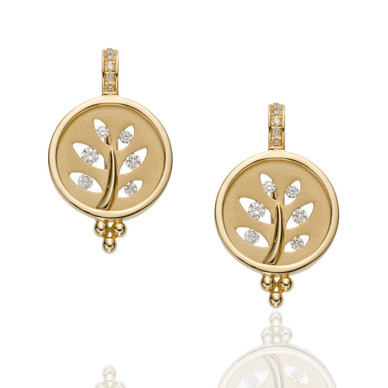 Temple St Clair Jewelry - 18K Tree Cutout Earrings with diamond pavé | Manfredi Jewels