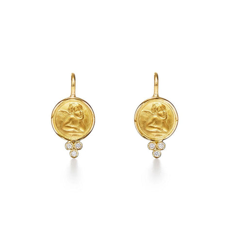 18KT YELLOW GOLD ANGEL DROP EARRINGS