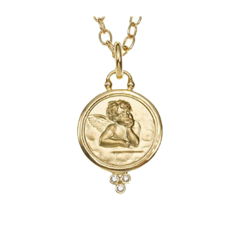 Temple St Clair Jewelry - Angel 18kt Gold 16mm Cherub Pendant | Manfredi Jewels