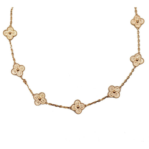 Van Cleef & Arpels Estate Jewelry - 18K Rose Gold Motiv Alhambra Necklace | Manfredi Jewels