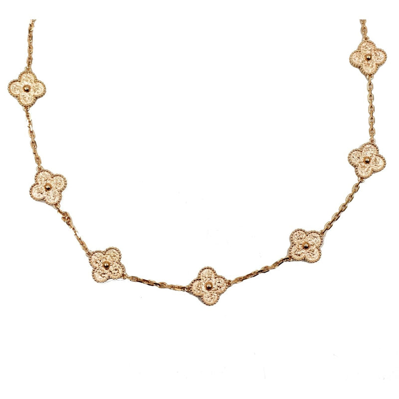 Van Cleef & Arpels Necklace 2021 Holiday Rhodonite Alhambra Diamond Ltd Ed Rose  Gold | Mightychic