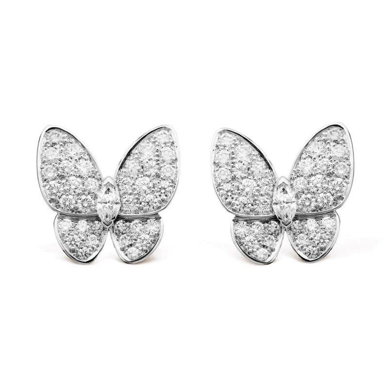 Van Cleef & Arpels Estate Jewelry - VCA White Gold Diamond pave Butterfly Earrings | Manfredi Jewels