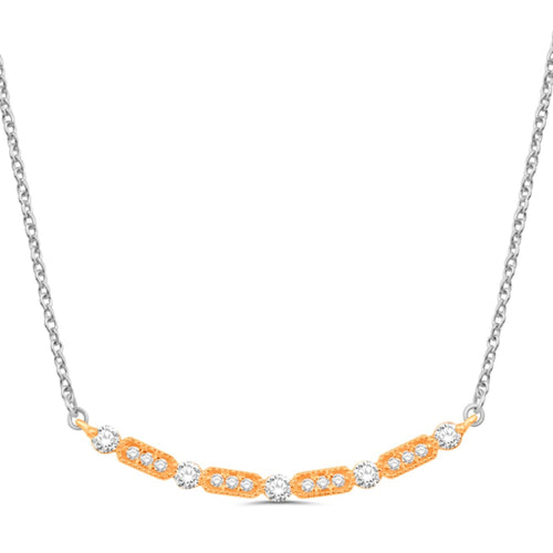 Variety Gem Jewelry - 14KT YELLOW & WHITE GOLD CURVED BAR NECKLACE SET WITH ROUND BRILLIANT CUT DIAMONDS | Manfredi Jewels