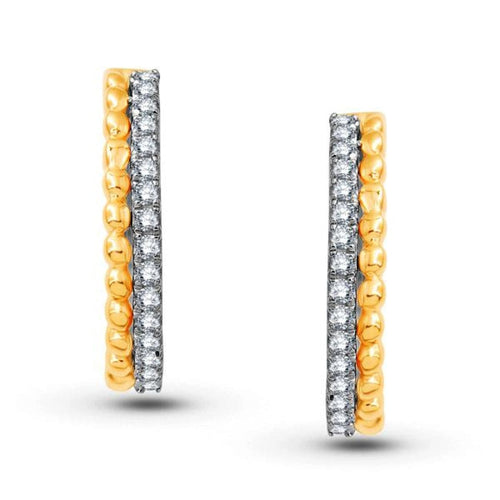 Variety Gem Jewelry - 14KT YELLOW & WHITE GOLD DIAMOND HOOP EARRINGS | Manfredi Jewels