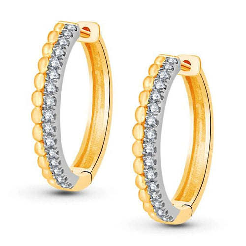 Variety Gem Jewelry - 14KT YELLOW & WHITE GOLD DIAMOND HOOP EARRINGS | Manfredi Jewels