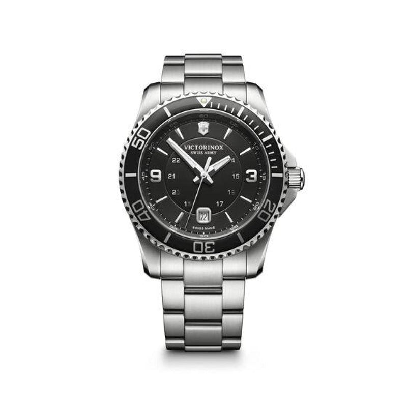 Victorinox Swiss Army Watches - STEEL MAVERICK LARGE BLACK DIAL BRACELET | Manfredi Jewels