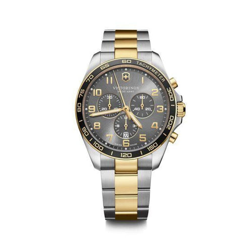 Victorinox Swiss Army Watches - STEEL & YELLOW GOLD PLATED FIELD FORCE CLASSIC CHRONO,GRAY DIAL WITH SLATE SUBDIALS\ | Manfredi Jewels