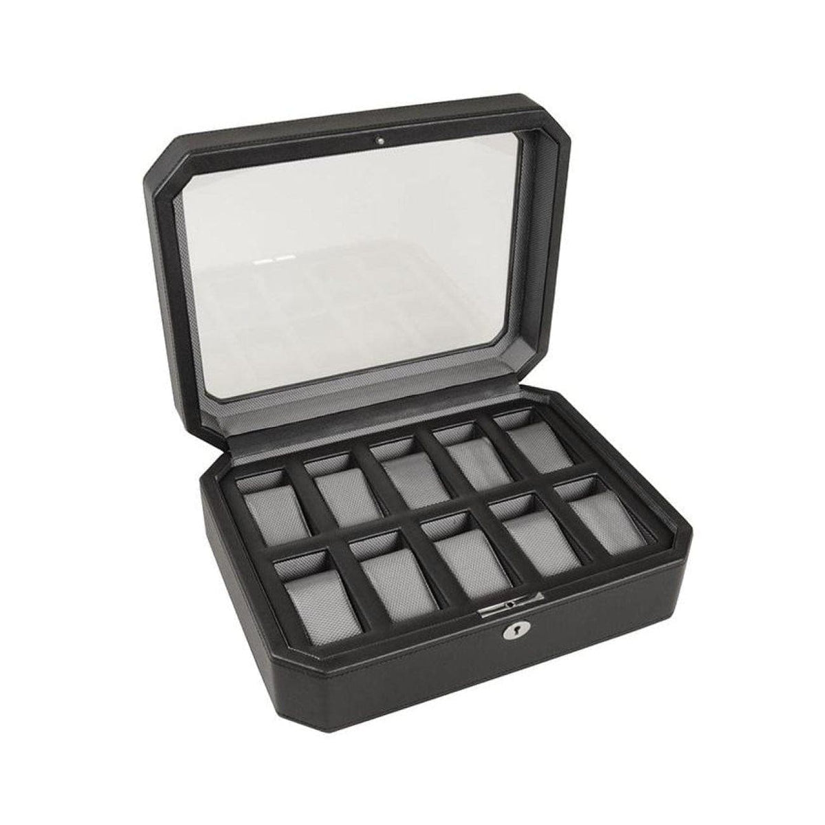 Wolf Accessories - WINDSOR 10 PIECE WATCH BOX - Black | Manfredi Jewels
