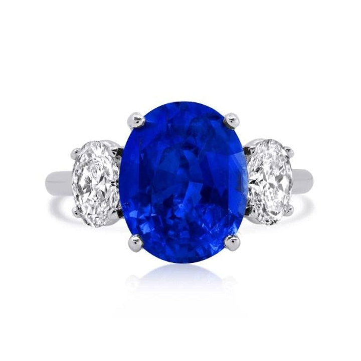 Xo Jewels Jewelry - 3-Stone Sapphire Ring with Oval Side Diamonds | Manfredi Jewels