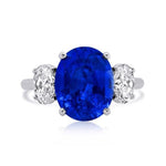 Xo Jewels Jewelry - 3 - Stone Sapphire Ring with Oval Side Diamonds | Manfredi