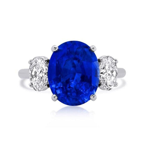 3-Stone Sapphire Ring with Oval Side Diamonds