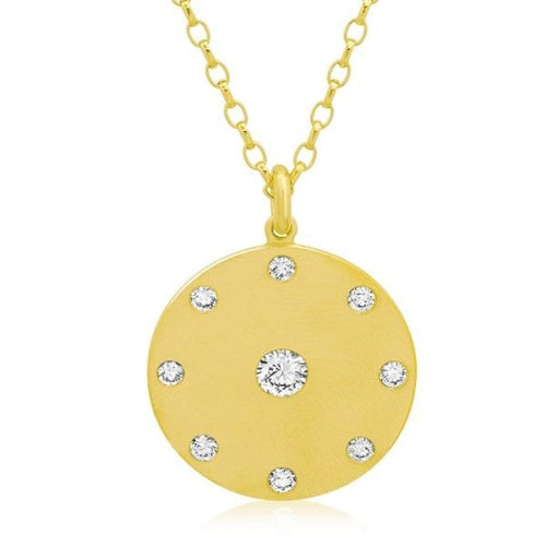 Xo Jewels Jewelry - Round Gold Disk with Diamonds Necklace | Manfredi